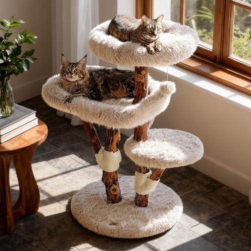 Aesthetic Solid Wood Cat Tree