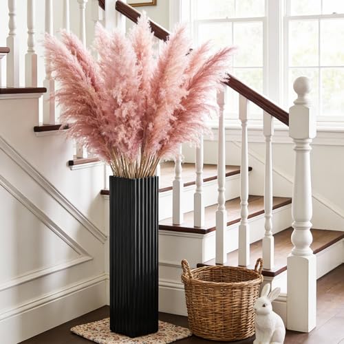 27.5 Inch Tall Floor Vase, Modern Black Resin Vase for