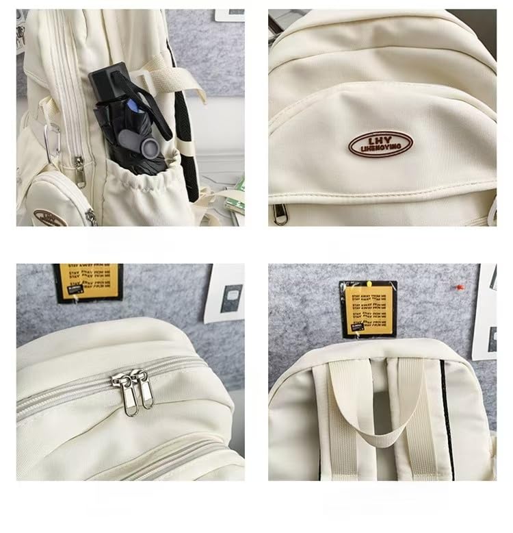 2025 Trendy Backpack for Women Men Aesthetic Laptop Backpack Large Computer Bag Preppy Daypack with Coin Purse (Khaki)4