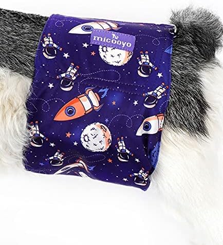 MICOOYO Belly Bands for Dogs Reusable Dog Nappies Male 3 Pack, Male Dog Wraps Diaper Pants for Doggy Puppy(Space, S) - Image 4