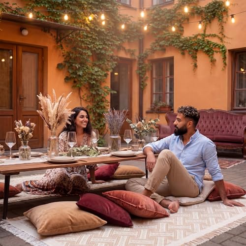 Frienda 6 Pcs Large Boho Outdoor Picnic Blanket 70" x 35" Chic Woven Cotton Yarn Beach Blanket with Fringe Washable Sandproof Portable for Picnic Camping Travel Lawn Bohemian Decor (Trendy,Khaki) by Frienda - Used condition - Image 6