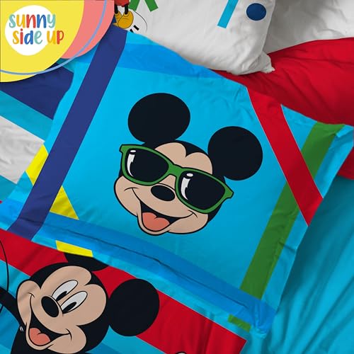 Sunny Side Up Disney Mickey Mouse Twin Comforter Set - 5 Piece Kids Bedding Includes Comforter, Sheets & Pillow Cover - Super Soft Microfiber Bed Set