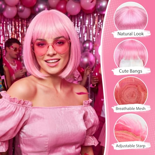 Image of Chunyin 2 Pieces Party Wigs and Sunglasses Set, Pink