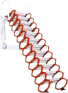 Attic Access Ladder Attic Extension Loft Ladder Home Telescoping Ladder Wall Stairs with Telescoping Armrests Non-Slip Steps Collapsible Pulling Down Household Attic Ladder