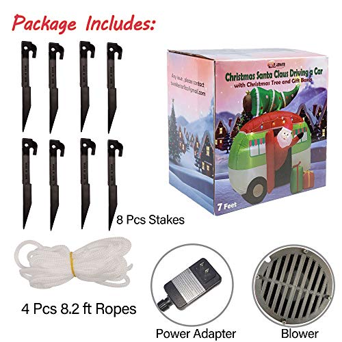 Atdawn 7 Ft Christmas Inflatable Santa Claus Driving A Car With Christmas Tree And Gift Boxes, Blow Up Lighted Yard Decoration, Inflatable Christmas Holiday Outdoor Lawn Yard Garden Decorations #TOP2