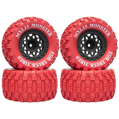 LRFHL 12mm Hex RC Wheel Tires Colored Rubber Tires for 1/16 Traxxas Mini Maxx 107154-1 Mini XRT VXL 108076-1 E-Revo Mini XRT MJX 16207 16210 16209 16208 HSP 94186 LOSI 1/18 Mini LMT Upgrade (4PCS)