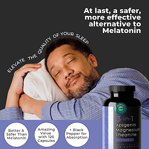 Eleva Nutrition Apigenin Theanine Magnesium Bisglycinate 3-in-1 Complex Supplement Support Relaxation - Made in The USA - Zero Fillers - Gluten Free & Non-GMO - 120 Veggie Capsules - Image 2