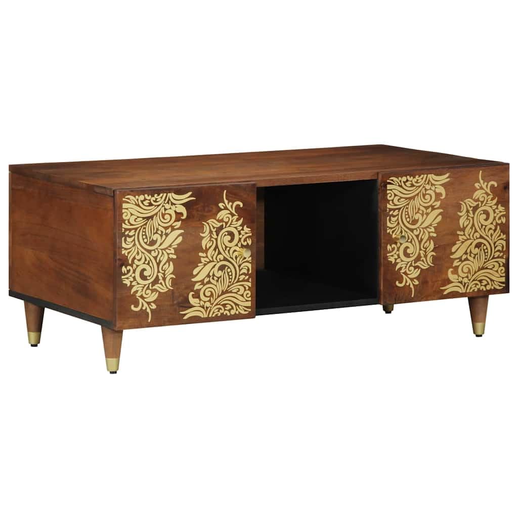 Table Basse Rectangulaire Marron Miel pour Ranger et Sublimer le Salon
