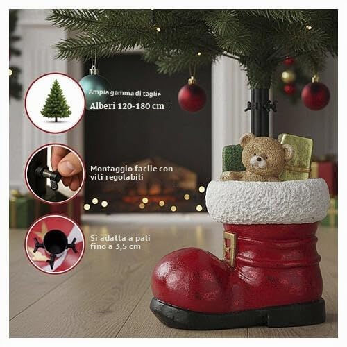 Holyart Alberi di Natale: Base per albero di Natale 120-180 cm stivale con regali 45x35x25 cm