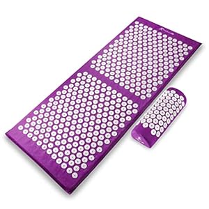 ProsourceFit Acupressure Mat and Pillow Set for Back/Neck Pain Relief and Muscle Relaxation, Large – Green/White