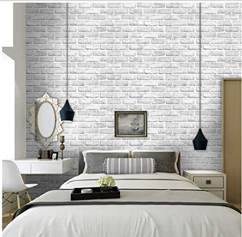 17.7" X 393.7" Brick Wallpaper Peel And Stick Grey/White Wall Paper Shelf Paper Self Adhesive Brick Backsplash Wallpaper Peel And Stick Fireplace Decoration Wallpaper #TOP5