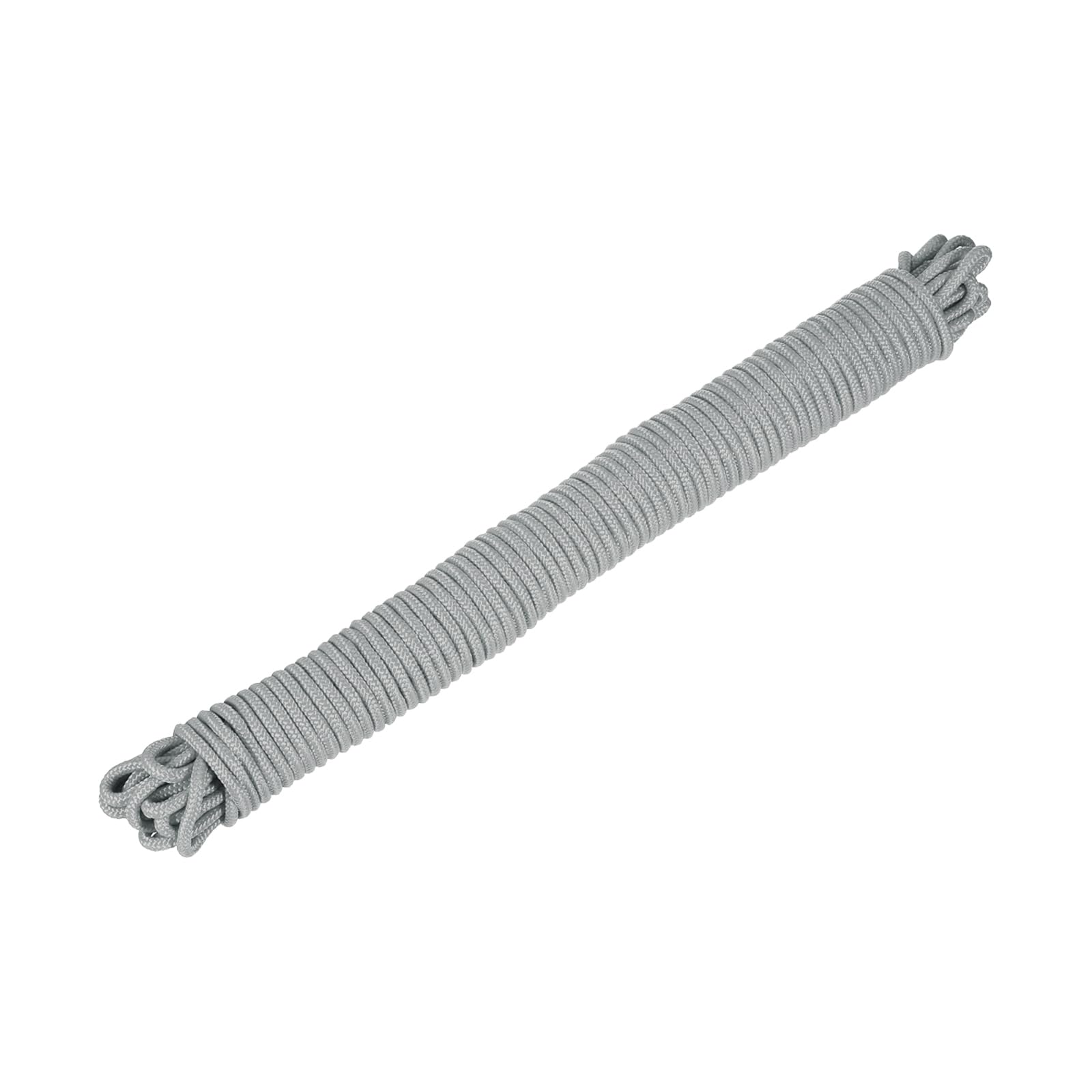 Rebower 1 Pcs Gray Nylon Rope 1/4"x98ft Solid Braided Cord Polypropylene Rope Utility Cord,[for Camping Tie Down, Securing