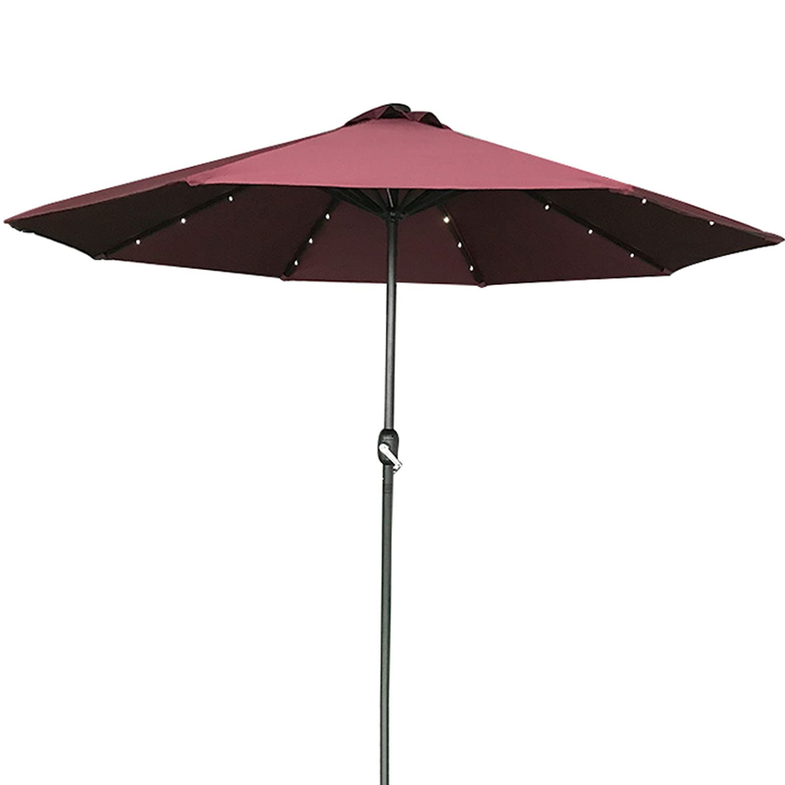 WDSOPK Garden Parasols Parasol with Solar Lights Sun Shade Outdoor Umbrella 8 Sturdy Ribs for Lawn Deck Patio and Balcony(Wine Red-270cm)