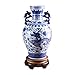 ufengke Blue And White Porcelain Binaural Dragon Vase with Stand