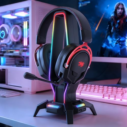 Image of K98 Gaming Headset with Mic, Wired Over Ear Headphones for PC, PS5, PS4, Xbox One, 50mm Stereo Surround Sound, Aluminum Frame, Memory Foam Ear Cushions, Noise Cancelling Mic (Black /Red)