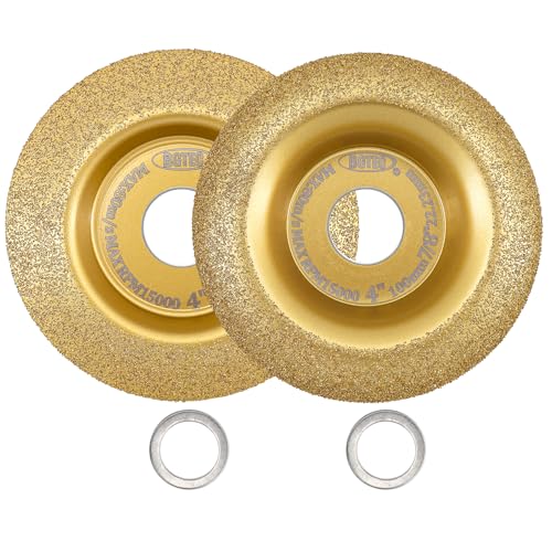 BGTEC Wood Grinding Wheel Angle Grinder Wood Carving Disc Set 4" 100mm with 22.23mm Arbor for Wood Grinding, Curved and Beveled 2PCS