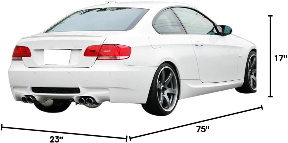 Rear Bumper Cover Compatible With 2007-2013 BMW E92, 3 Series M3 Style Rear Bumper Conversion Replacement PP Unpainted by IKON MOTORSPORTS, 2008 2009 2010 2011 2012