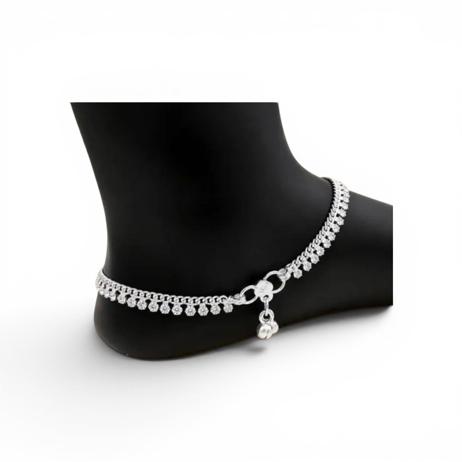 Girls Women's Anklets Payal Ghungroo, Silver Plated and Brass, Stylish, Pack of 2-image-13
