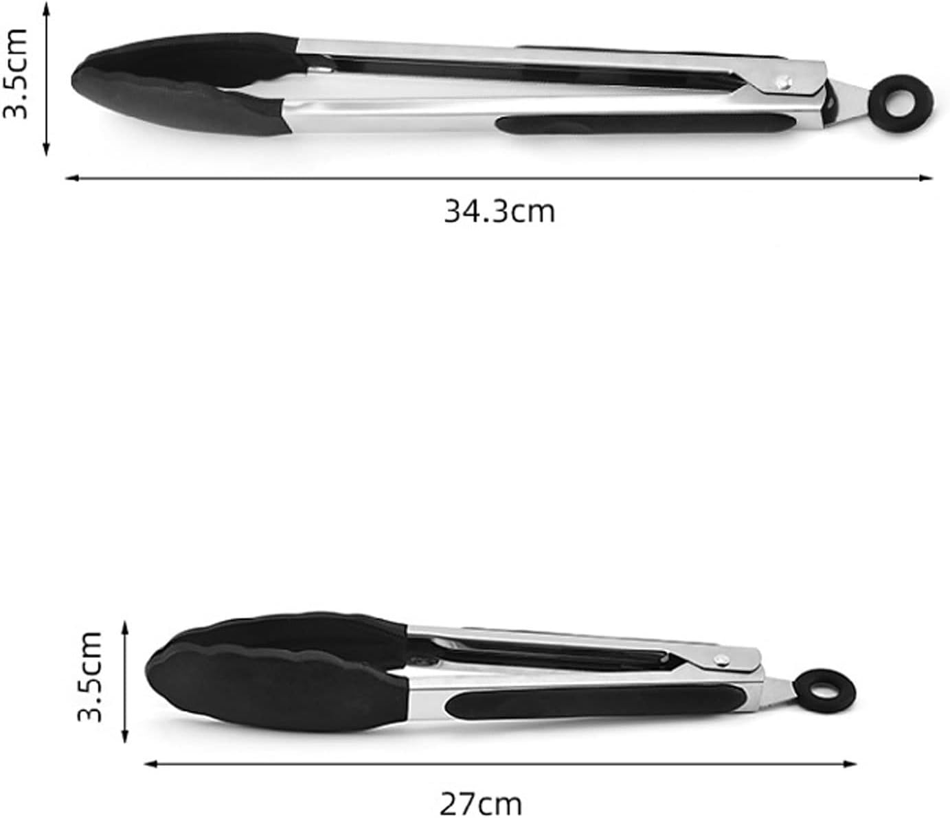 Cooking Tongs 1pc BBQ Grilling Bread Serving Non-Stick Kitchen Barbecue Grilling Cooking Tong with Joint Lock (Black 34.3cm)