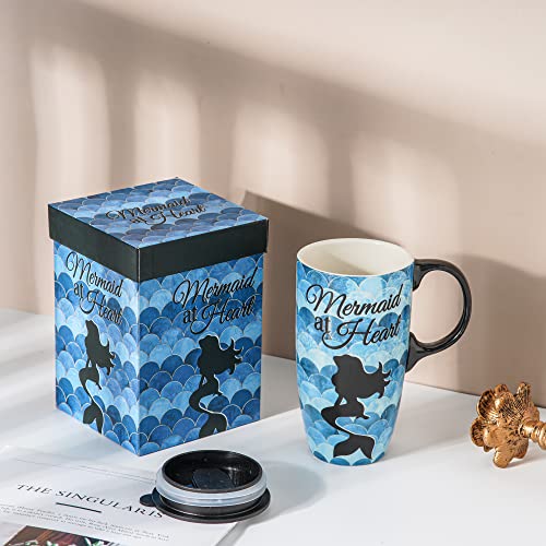 Topadorn Ceramic Travel Mug with Lid Coffee Mug with Gift Box Latte Mug Coffee Cup, 17oz Large Capacity Mug Home Office Gift - Image 4