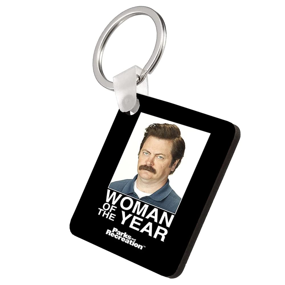 Giftme Unisex Mdf Keyring Ron Swanson Woman Of The Year Birthday Secret Santa Key Ring Keychain A5, Mdf Key Ring. (Mdf Keyring)