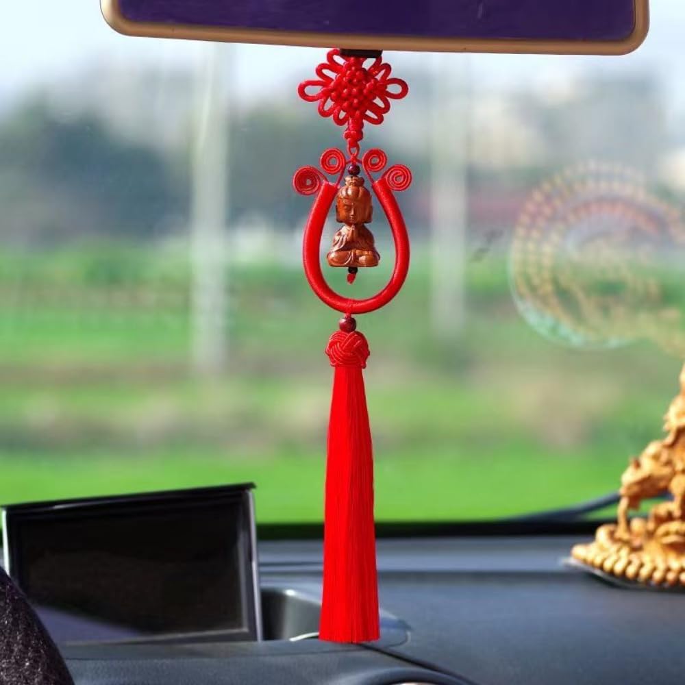 LKLNCXC Key Rings Car Peach Wood Cinnabar Tassel Zhaocai Pixiu High-end