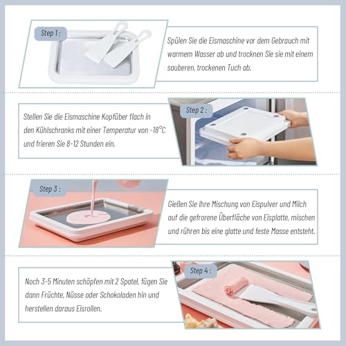climafusion Eisplatte Eis Rolls zum Eis Machen DIY, Ice Cream Machine rolls maker mit 2 Spateln, Gelato Rollmaschine für Kinder Familie Hellblau