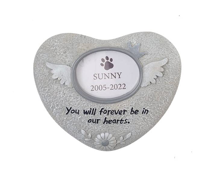 ROOGO Lápida de lápida para mascotas y gatos, lápida conmemorativa (corazón)