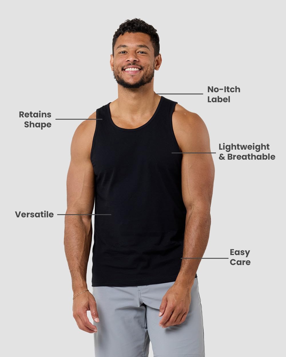 INTO THE AM Basic Tank Tops for Men - Minimal Plain Tanks for Beach Exercise Casual Wear S - 2XL - Image 3