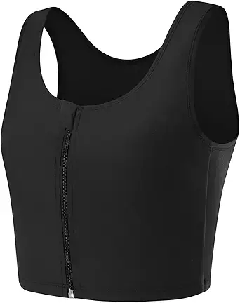 Women Transgender FTM Chest Binder Zip Up Breathable Half Binder Bra