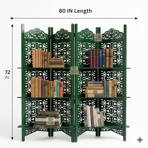 Image of Wooden Room Divider, Wooden Partition for Living Room, Office Wooden Separator and Kitchen Partition,(4 Panel 6 Feet (190 W x 182 H) CMs).