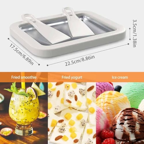 Image of Instant Ice Cream Roll Maker Cold Plate with 2 Spatulas - Stainless Steel DIY Ice Cream Roller Pan for Homemade Rolled Ice Cream, Frozen Yogurt, Gelato & Sorbet