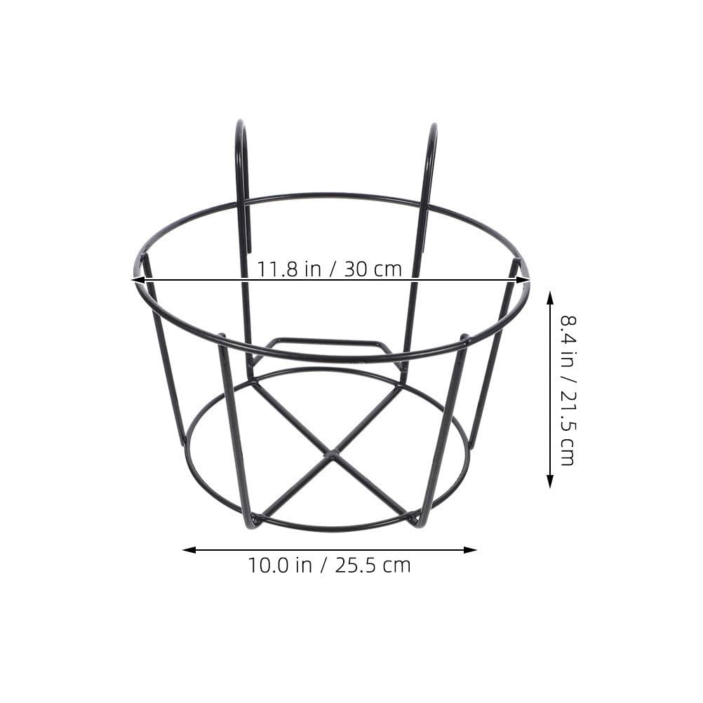 Angoily Lot de 2 pots de fleurs ronds en métal à suspendre - Support de pot de fleurs en fil de fer - Support de pot noir - Étagère en fer - Panier à plantes de balcon pour clôture de balcon en plein