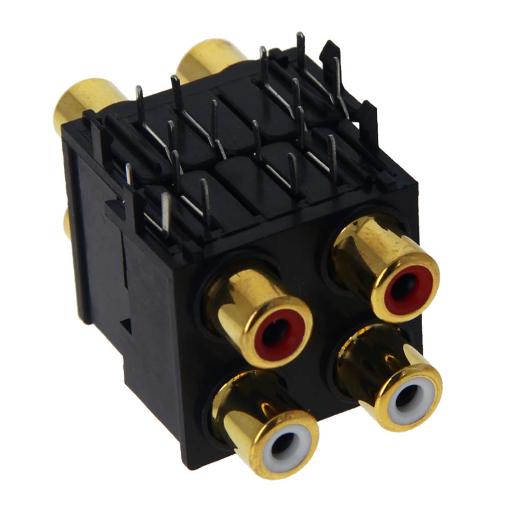 2 Prese AV Concentriche A 4 RCA Femmina, Connettore Jack A 6 Pin Per Montaggio Su PCB - Uxcell