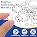 uxcell 100 Pcs 304 Stainless Steel External Tooth Lock Washers, M16 Star Locking Washers for Screw Bolt Mechanical Equipment Fasteners, Silver