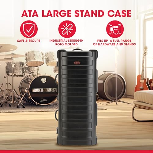 Image of SKB ATA Large Stand Case with Wheels TSA Latches, Durable Transport Solution for Equipment, 49.5x20.25x13.5 inch, Over-Molded Handle, Secure Straps, Black