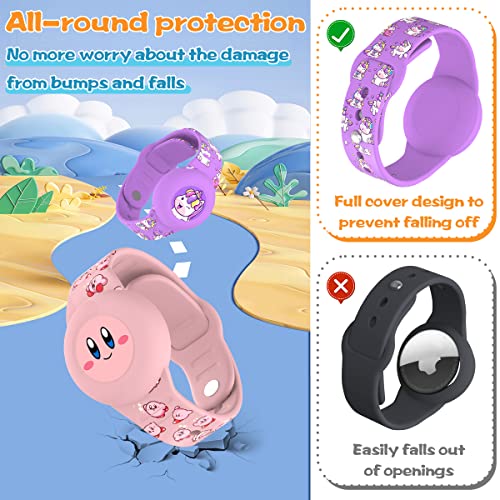 image for DATOXIA 2 Pack Airtag Bracelet for Kids Cute Cartoon, Silicone Airtag 