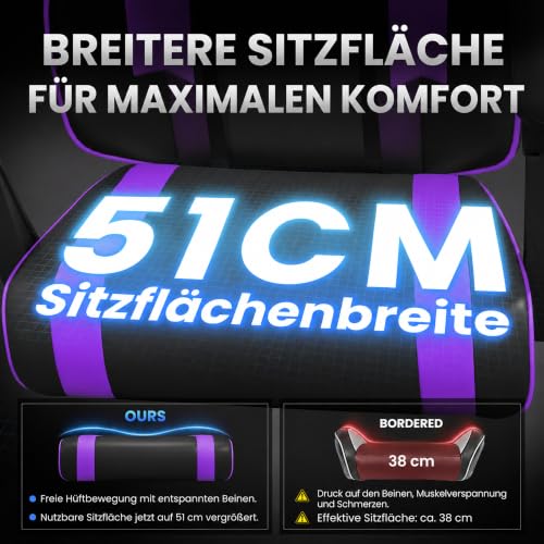 Riftracer Gaming Stuhl Chair Gamer Sessel - Ergonomischer Gamer Stuhl mit Fußstütze Kopfstütze und Lordosenstütz Höhenverstellbar… – Ansicht 5