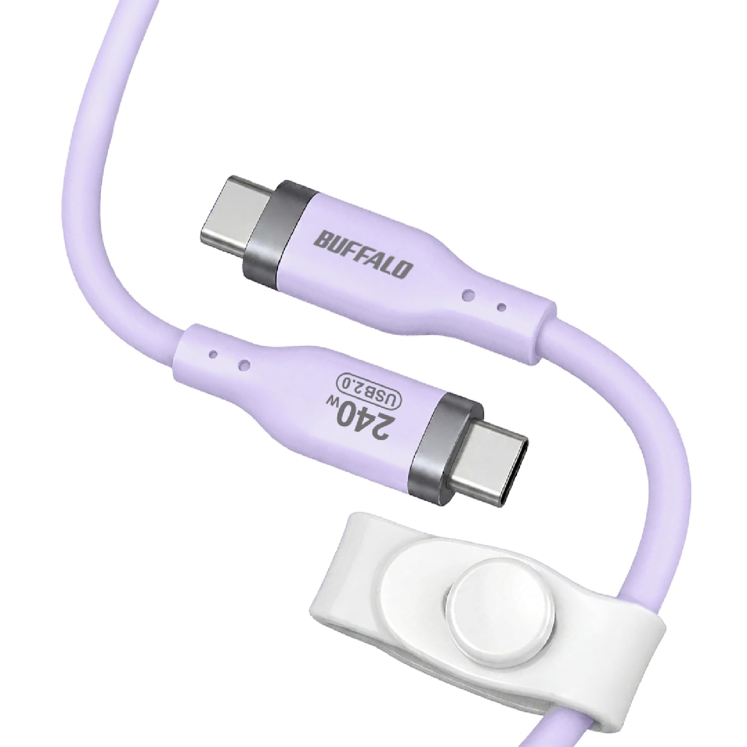 バッファロー USB C to C ケーブル 1m ライトパープル PD 240W 急速充電 シリコン 高耐久