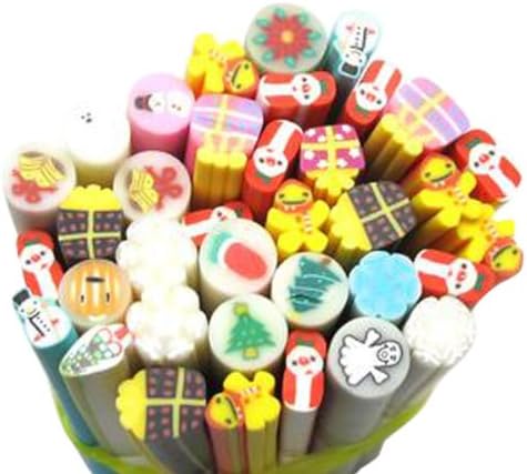 50pcs 3D Christmas Nail Art Fimo Canes Rods Sticks Sticker Decoration