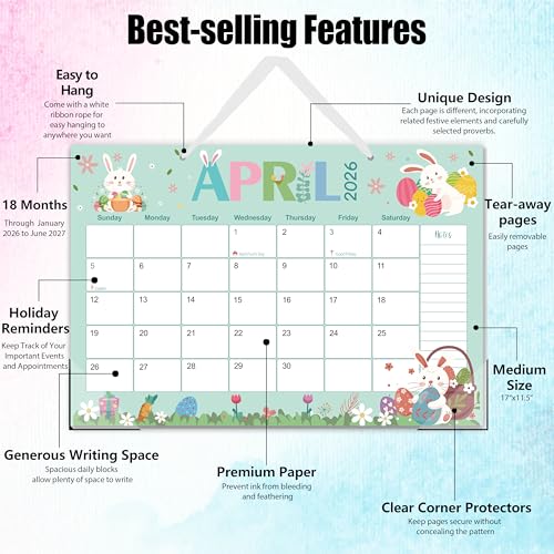 Image of Guasslee Desk Calendar 2026-2027, 18-Month from 2026 Jan. - 2027 Jun, 17 inchx11.5 inch Large Monthly Desk Planner with Corner Protectors, Ample Blocks ＆ Notes for Home Office (Pack of 2)