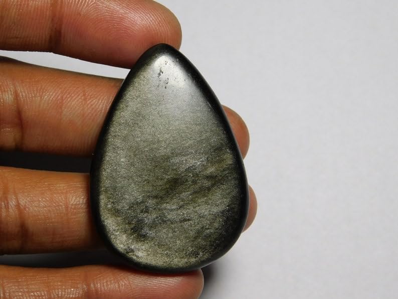 Obsidienne argentée naturelle en forme de poire pour fabriquer un cadeau unique