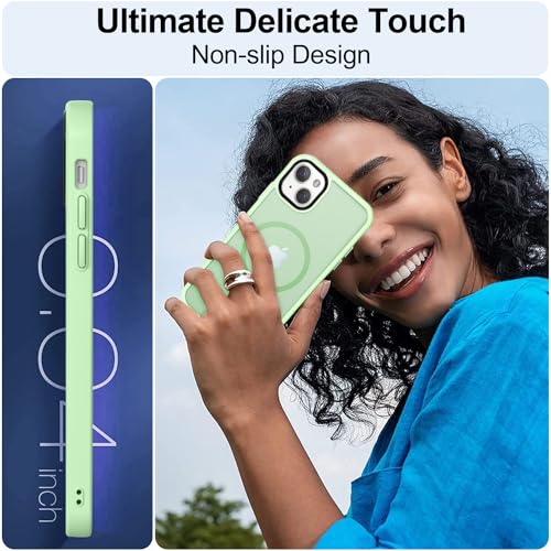 Image of MOCCA Magnetic Shockproof for iPhone 13 Case,Light Green | 13ft Drop | Compatible with MagSafe | w / Screen & Lens Protectors | Anti-Slip Matte | Raised Camera & Screen Lip | Ultra-Slim