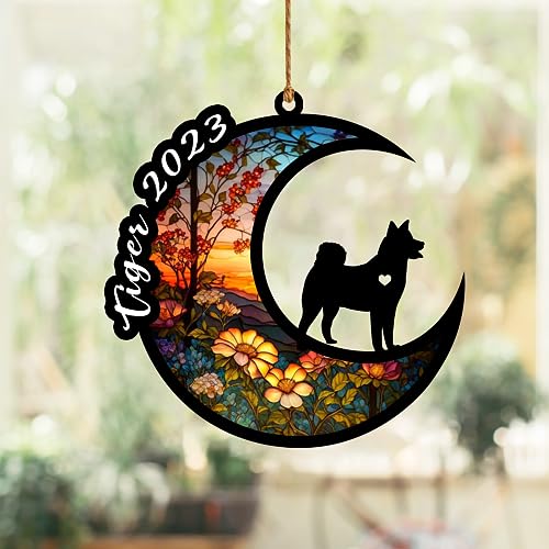 Nazenti Shiba Inu Dog Christmas Ornament, Personalized Dog Memorial, Pet Loss Light Catcher, Custom Window Hanging Light-Catcher, Pet Owners Keepsake Gifts, Gift Idea Xmas Decor