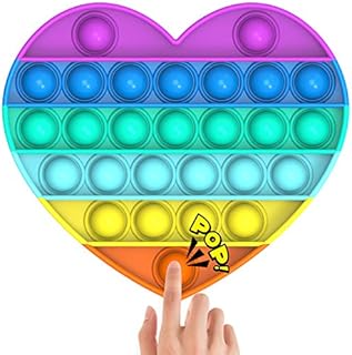 Yefun Push Bubble Sensory Fidget Toy, Stress Relief Special Needs Silent Classroom (Rainbow Heart)