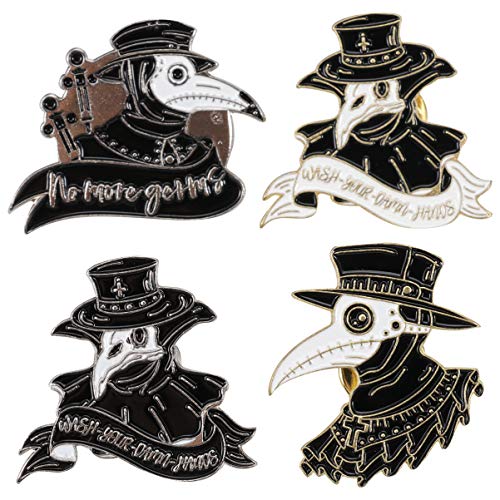 VALICLUD 4 Stück Halloween Brosche Pin Krähe Rabe Brosche Gothic Emaille Brosche Pin Kleidung Accessoire für Cosplay Party Männer Halloween Erwachsenen Schwarz Cover