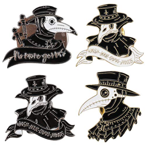 VALICLUD 4 stuks Halloween broche pin kraaien raven broche gothic email broche pin kleding accessoire voor cosplay party mannen Halloween volwassenen zwart