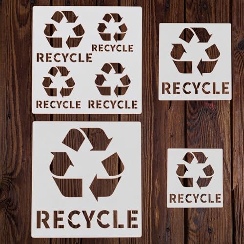 Recycle Stencil for Painting – Eco-Friendly and Sustainability Stencil for DIY Crafts, Wall Art, Wood, Fabric, and Green Decor