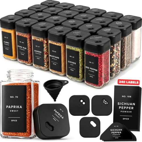 EDELHAUS Glass Spice Jars 24-Pack