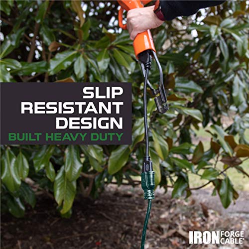 Iron Forge 25 Ft Outdoor Extension Cord, 16/3 Sjtw Green Extension Cord With 3 Prong For Outside, Weatherproof Extension Cable For Landscaping, Gardens, Outdoor Lights Decor, Lawn Mower - Ul Listed #TOP4